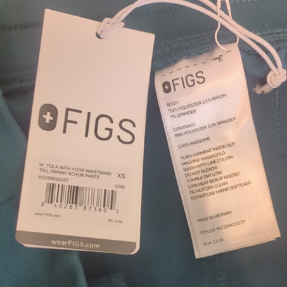 Figs Yola with Yoga waistband teal tall skinny fit straight leg scrub pants - Picture 8 of 14